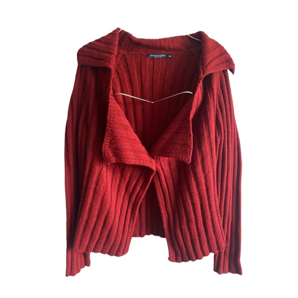 Bianco & Blu Merino Wool Acrylic & Alpaca Super Fine Cardigan Sweater Size‎ XL